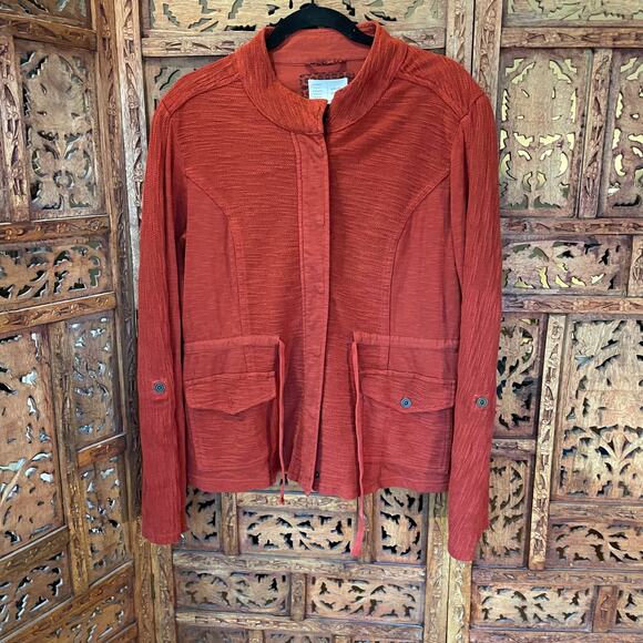 Rust Red Anthropologie Saturday Sunday Size L Drawstring Waist Jacket - Picture 2 of 7